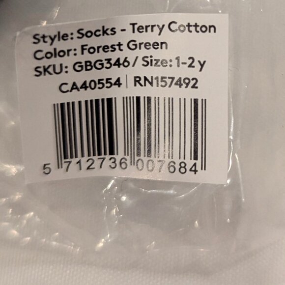 NWT GoBabyGo NonSlip Rubber Grip Tall Socks (Forest Green, Organic Cotton Terry) - Picture 7 of 9